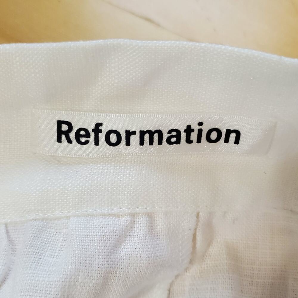 Reformation Clyde Two Piece Set 100% Linen Midi Skirt Crop Top Bustier White 10 - Picture 9 of 12